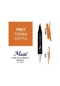 Resim Çift Uçlu Marker Grafik Çizim Kalemi 21 Kiremit Rengi 