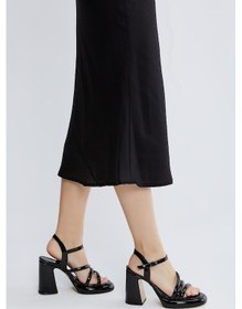 Resim Valmenti Noemine Kadın Siyah Rugan Vegan Topuklu Sandalet 292 396-1905 Bn Sndlt Y23 Siyah 