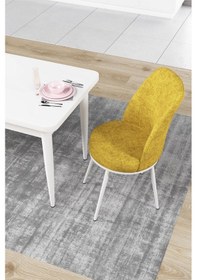 Resim Canisa Concept Nil Serisi 70x110 Sabit Mutfak Masası Takımı Beyaz Masa 4 Hardal Sandalye Masa Beyaz Sandalye Hardal 