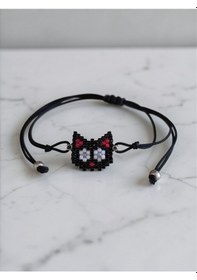 Resim Miyuki Kedi Figürlü Bileklik Siyah 