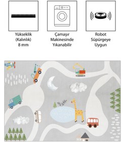 Resim VİVİCAHOME Dijital Baskı Kaymaz Taban Makinede Yıkanabilir Çocuk Odası Halısı Bebek Odası Halısı VCH 