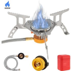 Resim Reedark 3000w Katlanır Kamp Ocağı - Taşınabilir, Ayarlanabilir Alev, Gaz Adaptörlü Ve Hortumlu Çok Renkli 