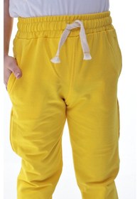 Resim Unisex Çocuk %100 Pamuk Günlük Jogger Eşofman Altı 12 Ay 5 Yaş Sarı 