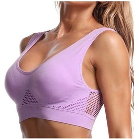 Resim Mor Kadın Spor Sutyeni Dikişsiz Tam Destek Kapsama Kablosuz Spor Sütyeni Yoga Spor Salonu Egzersiz Fitness S-6xl Mor 