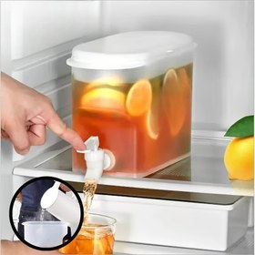 Resim 3.5L Büyük Kapasiteli Buzdolabı Su Sebili Musluklu - Elektrik Gerektirmez, Soğuk İçecekler için Yerden Tasarruflu İçecek Sürahi, Buzlu Su ve Ferahlatıcı İçecekler, Yüksek Kaliteli Mutfak Aksesuarı, Dökülmeye Karşı Dayanıklı Sebile | Kare Şekilli Sürahiler | Yüksek Kapasiteli Sebile, Buzdolabına Uygun İçecek Sebili 