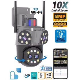 Resim Mpia Orino 4 Lens 10x Zoom 8mp 360 Görüş Hareketli Waterproof Gece Görüş Sesli Görüşme Akıllı Kamera 