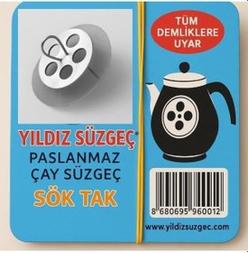Resim 3b Trend 6 Adet Çaydanlık İçi Çay Süzgeci Demlik Süzgeç Metalik 