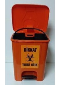 Resim Tıbbi Atık Kovası 25 Lt Köşeli Pedallı 