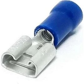 Resim DİŞİ FİŞ STANDART TIRNAKSIZ (İZOLELİ) (KALAYLI) (6.3 MM) (1.50-2.50 MM KABLO UYLMU) MAVİ 