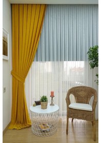 Resim Evdepo Home Hardal Düz Renk Soft Fon Perde Tek Kanat Hardal 