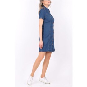 Resim Mavi Kısa Kol Önden Düğmeli Est 1969 Denim Kot Elbise Mavi 