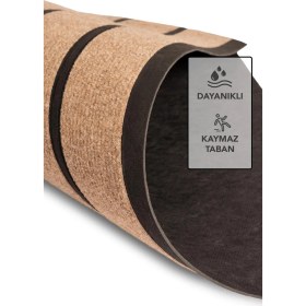 Resim PS018A Kaymaz Taban Bej Desenli Nem Alıcı Toz Alıcı Kapı Önü Paspası Uv Dayanıklı 45X70 