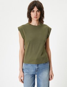 Resim Koton Bisiklet Yaka Tişört Slim Fit Kısa Kollu Haki 4sak50148ek Haki 