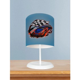 Resim Bebek ve Çocuk Odası Mavi Mcqueen Deseli Abajur 