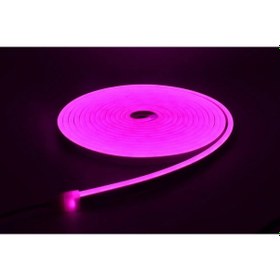 Resim Neon Led Şerit 5metre Pembe Led Zincir Bandı Hortum Esnek Dekoratif Aydınlatma Işık 12v 10w 