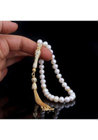 Resim Altın Kaplama Zirkon Taşlı Gümüş Set İnci Taşlı Tesbih 