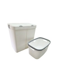 Resim Gümüş Ikili Dokunmatik 80 Lt Çamaşır Sepeti+çamaşır Selesi Çeyiz Seti-mt09 Beyaz - Gri 