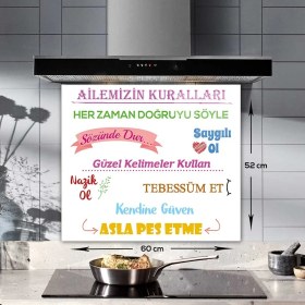 Resim Decorita Aile Kuralları | Cam Ocak Arkası Koruyucu | Beyaz Fon | 52CM x 60CM 