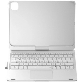 Resim Drnds Newface Apple Uyumlu iPad Pro 11 2024 F11 Ats Kılıf Magic Dönen Klavyeli Tablet Kılıf - Gümüş 