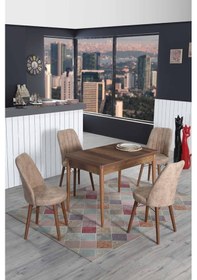 Resim 4 Kişilik Sabit Masa Sandalye Takımı Mutfak Masası 70x110 Cappuccino 