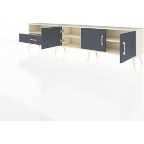 Resim Arges Tv Ünitesi 3 Raflı Tek Çekmeceli 3 Kapaklı 220x30x51 Aytaşı-antrasit Antrasıt/antrasıt - Aytası 