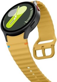 Resim Samsung Galaxy Watch 6 40-43-44-47mm İle Uyumlu Metal Tokalı Dalgalı Spor Silikon Kordon Sarı 