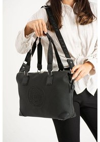 Resim Just Polo Kadın Büyük Valiz Boy Ayarlanabilir Askılı Lüks El Ve Omuz Çantası Shopper Siyah 