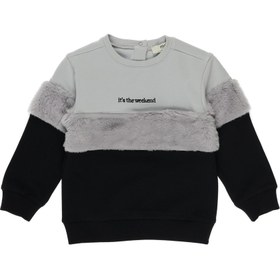 Resim Kız Bebek Peluş Detaylı Yazı Nakışlı Sweatshirt 