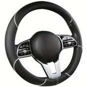 Resim Honeybeeshop Byd Tucson 3x Ve H5 Phev İçin Siyah Beyaz Renk Araba Direksiyon Kılıfı Siyah Beyaz 