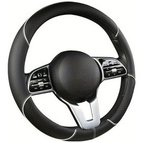 Resim Honeybeeshop Byd Tucson 3x Ve H5 Phev İçin Siyah Beyaz Renk Araba Direksiyon Kılıfı Siyah Beyaz 