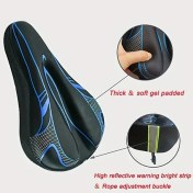 Resim Elmpaly Siyah Mavi 1 Adet Yumuşak Kalın Jel Bisiklet Selesi Reflektörlü Nefes Alabilir Bellek Köpük Siyah Mavi 