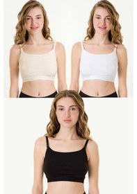 Resim Parlingerie Emzirme Yarım Atlet 3lü Seti Siyah-Beyaz-Ten 