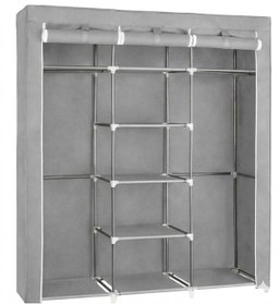 Resim Missidea Trend Xxl Metal Profilli Bez Dolap 2 Bölmeli Askılı Ve Raflı Kumaş Gardırop Gri Gri 