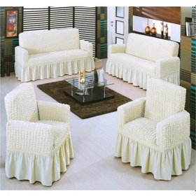 Resim Koltuk Örtüsü Bürümcük Prestij 3+3+1+1 Krem 