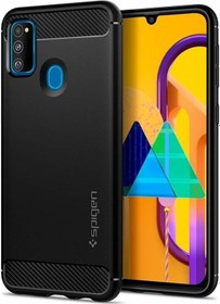 Resim Spigen Galaxy Uyumlu M30s Kılıf Rugged Armor Matte Black 