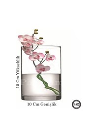 Resim Silindir Cam Vazo Dekoratif 10 Cm Genişlik 15 Cm 20 Cm Isıya Dayanıklı Kalın Taban Ölcülere Dikkat Beyaz 