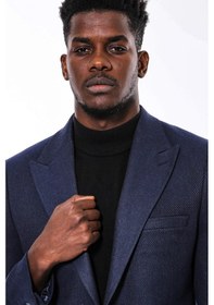 Resim Wessi Slim Fit Desenli Koyu Mavi Erkek Ceket Koyu Mavi 