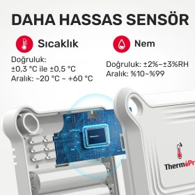 Resim Thermopro TP351 Telefon Kontröllü 79M Menzilli Indoor Termometre 