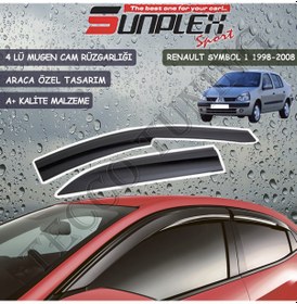 Resim Sunplex Renault Symbol 1998-2006 Mugen Cam Rüzgarlığı 4 Lü Set 