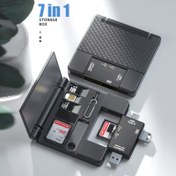 Resim 7'si 1 Arada Çok Fonksiyonlu OTG Kart Okuyucu, Mini SD / U Kart Okuyucu ile Tip C, Kablosuz Bağlantı, Mat Plastik Kaplama, Erkek Dişli Bağlantı, Veri İletimi, Dijital Kamera, Akıllı Telefon, Tabletler için, Depolama Kutusu Dahil 