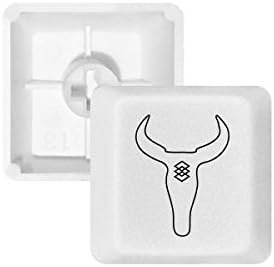 Resim DIYthinker Bull Totem Geometri Deseni PBT Mekanik Klavye için Tuş Kapakları Beyaz OEM İşaretsiz Baskı 