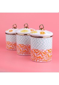 Resim Emaylab Retro Hippi 3 lü Emaye Baharatlık Takımı Çok Renkli 