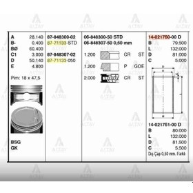 Resim Esse Otomotiv - Accent 03-06 06- Era G4Ed 1.6 16V 050 Piston Segmanlı - GOE-87-71133-050 - 87-71133-050 