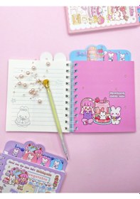 Resim Sevimli Tavşan Ayraçlı A5 Not Defteri 14x18 Cm - Pembe 