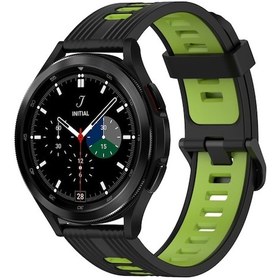 Resim Samsung Galaxy Uyumlu Watch 4 Classic 42mm 20mm Dikey Desenli İki Renkli Silikon Saat Kordonu 
