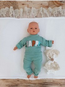 Resim Yenidoğan Beyaz Wool Yün Kumaş Taç Nakışlı Trilüks Kundak Bebek Battaniyesi Beyaz 