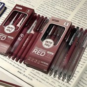 Resim 5'li Paket Retro Bordeaux Kırmızı 0.5mm Jel Kalem, Yumuşak Tutuşlu, Dayanıklı Plastik Yapı, Ofis ve Günlük Yazım İçin İdeal, İmza Kalemi, Mükemmel Hediye Seçeneği 