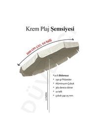 Resim Plaj, Bahçe, Balkon, Kamp Şemsiyesi 200 Cm Çapında Tasıma Çantası Bidon Hariç Bej 