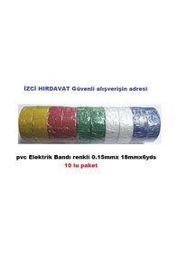 Resim Elektrik Bandı İzola Bant 10 Adet Bant Renkli 5 Renk 1 Paket 