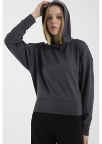 Resim Oversize Kapüşonlu Yumuşak Dokulu Sweatshirt - Antrasit Antrasit 